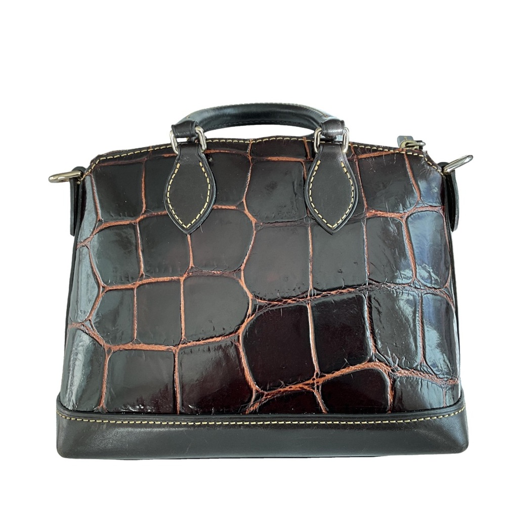 Vintage Dooney Brown Croco Dome Leather Satchel - Picture 2 of 8